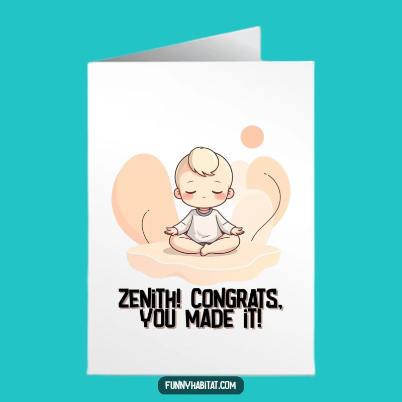Free Printable Congrats Card: Zen Character, Abstract Flow, Humorous Achievement Download
