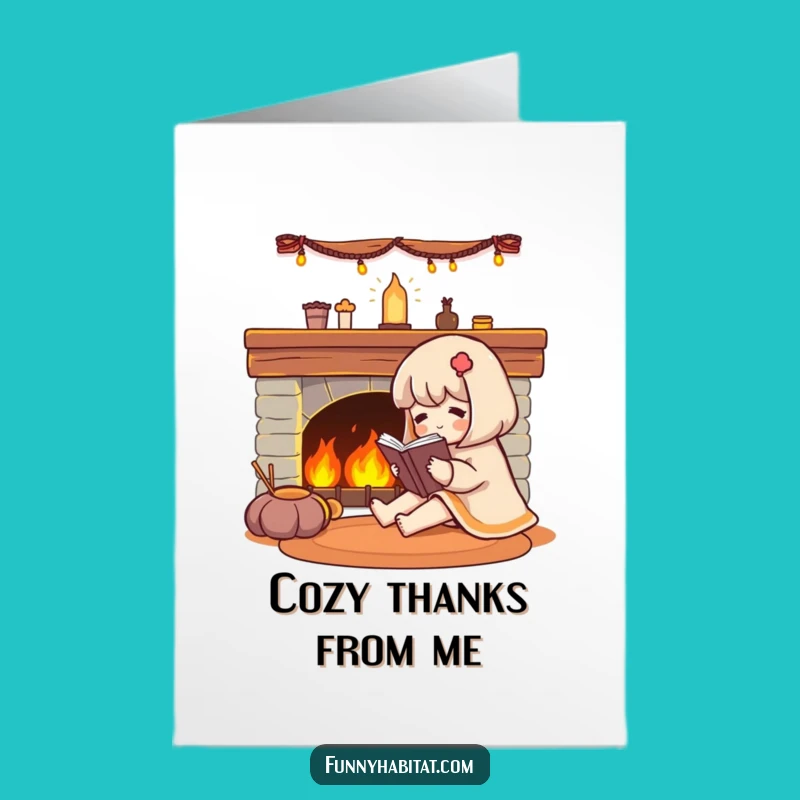 Free Printable Thank You Card: Cozy Fireplace Thanks for a Grateful Downloadable Gift