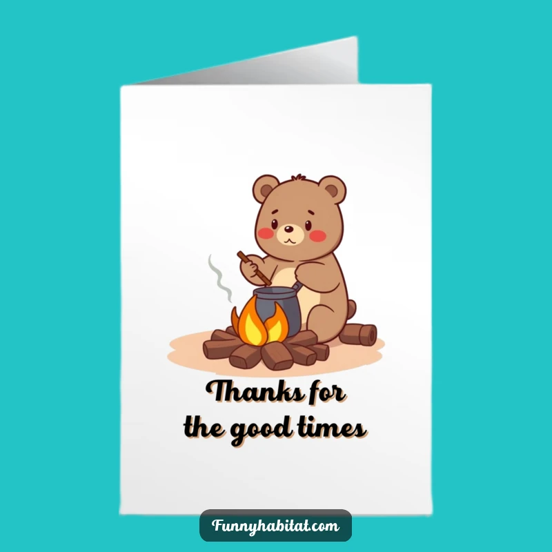 Free Printable Thank You Card: Bear's Campfire Gratitude, Downloadable