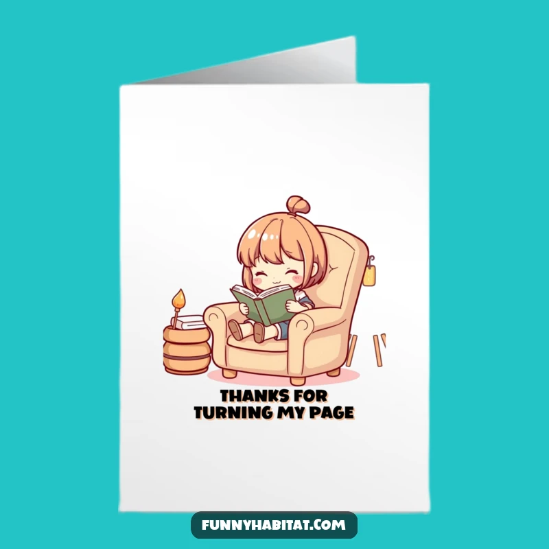 Free Printable Thank You Card: Cozy Reader Expressing Gratitude as a Funny Downloadable Gift