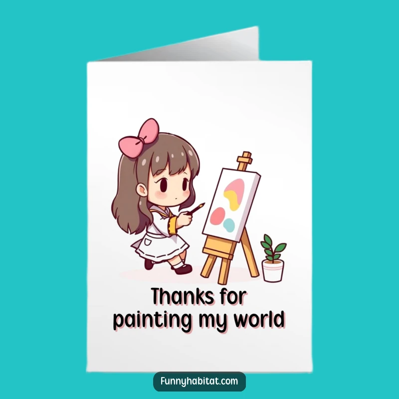 Free Printable Thank You Card: Painting Character, Artful Appreciation