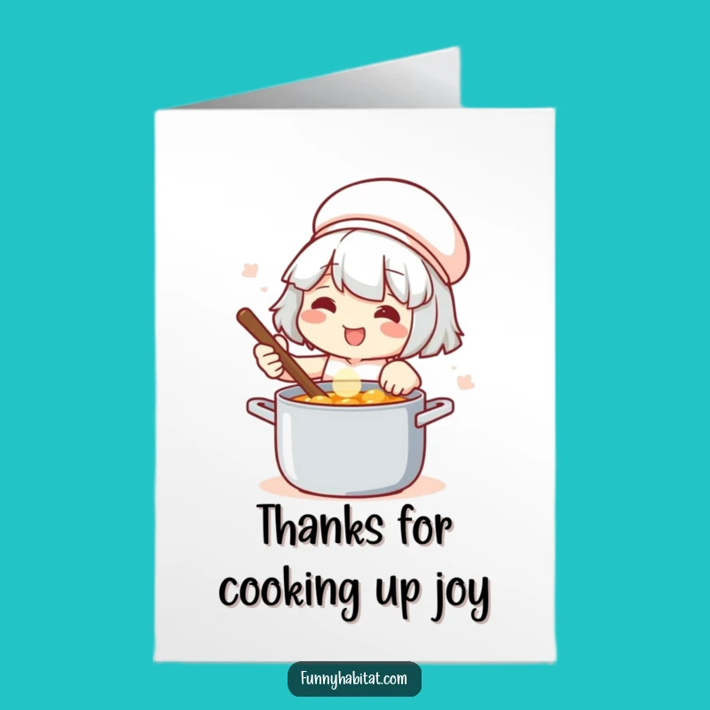 Free Printable Thank You Card: Grateful Chef Stirring Up Thanks as a Funny Downloadable Gift