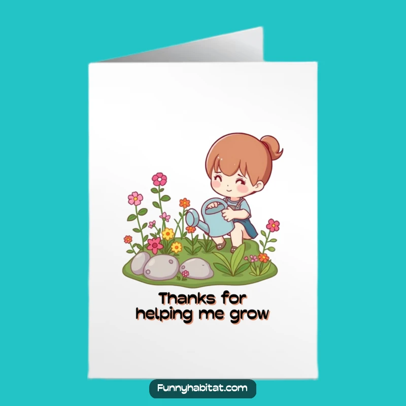 Free Printable Garden Thank You Card: Blooming Character, Grateful, Downloadable