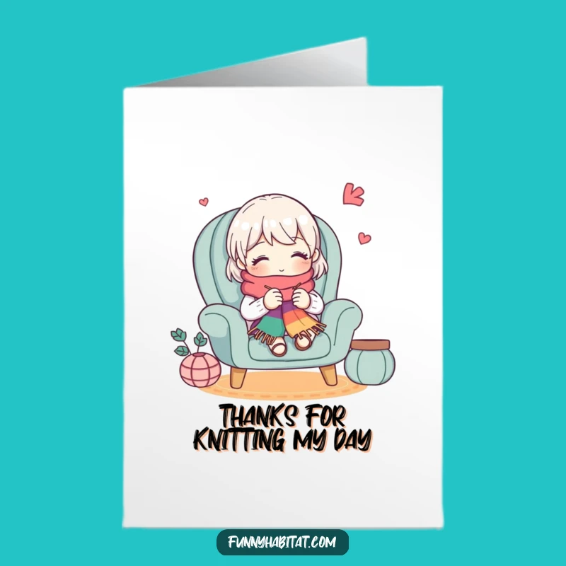 Free Printable Knitting Thank You Card: Cozy Character, Handmade Feel, Downloadable