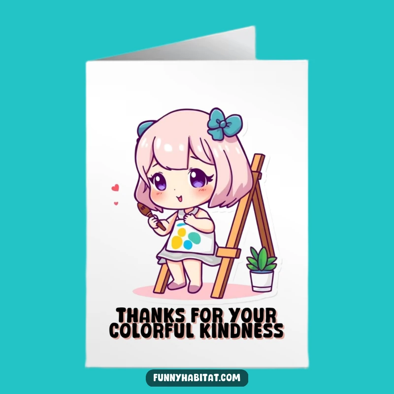 Thank You Free Printable Card: Artistic Character Expressing Gratitude Downloadable Gift