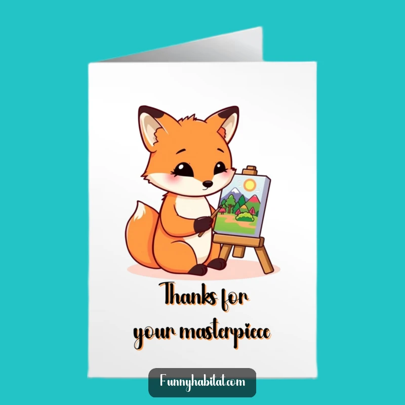 Free Printable Thank You Card: Fox Artist's Creation, Downloadable