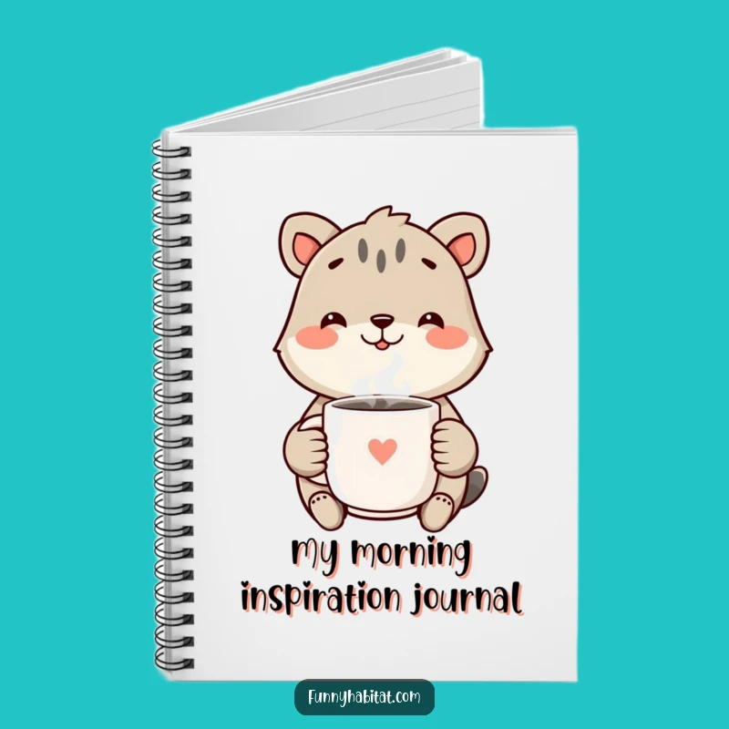 Funny Happy Thoughts Animal Notebook: Smiling Character with Mug, Ideal Funny Gift