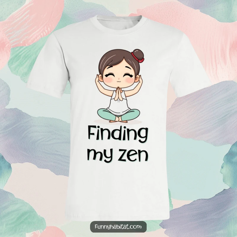 Funny T-Shirt featuring a character elegantly holding a simple yoga pose, perfect for studio or casual wear.