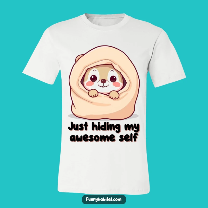 Funny Hide-and-Seek Animal T-Shirt: Playful Character Behind Blanket, Comfy Funny Gift