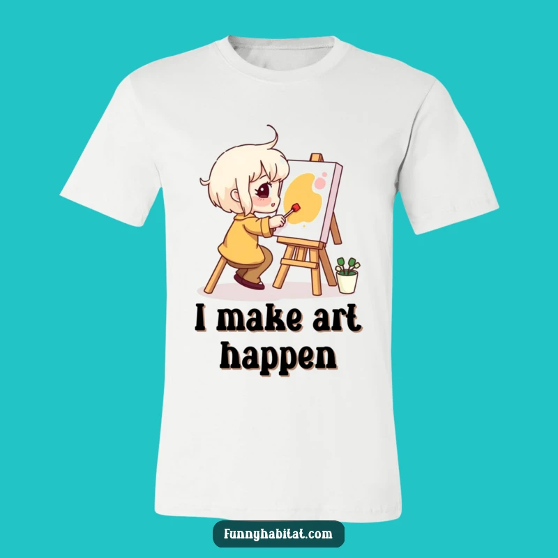 Funny Artist T-Shirt: Happy Painter Character Expressing Joyful Creativity, Ideal Gift