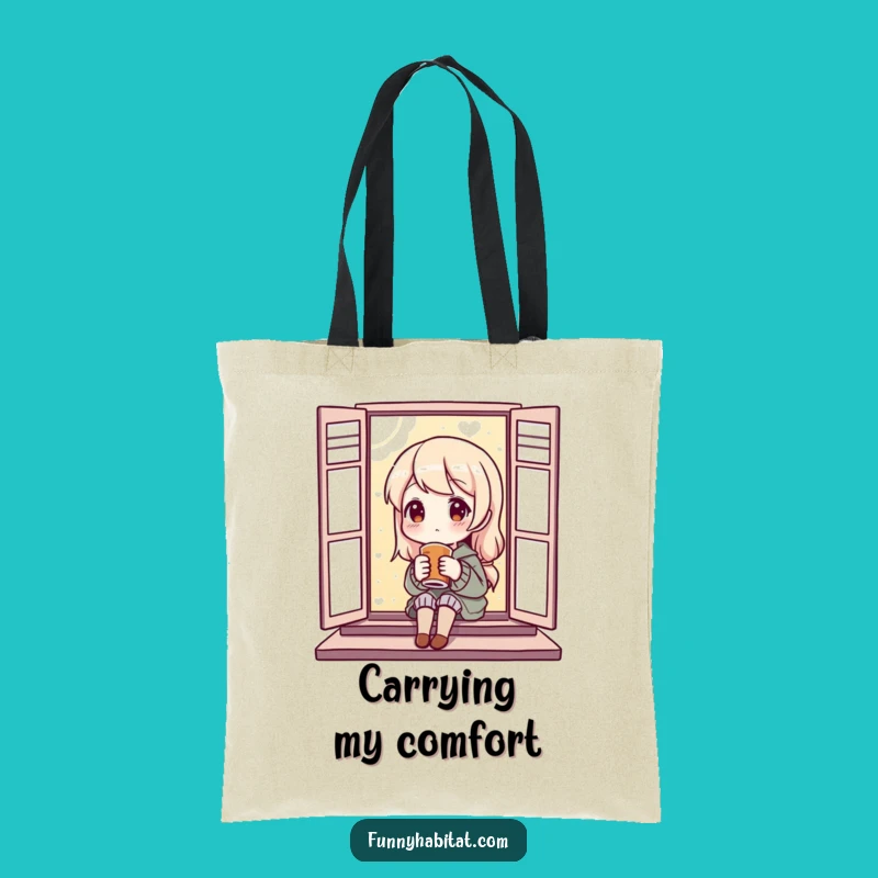 Funny Cozy Tote Bag: Content Drinker Art, A Funny Gift for Carrying Comfort