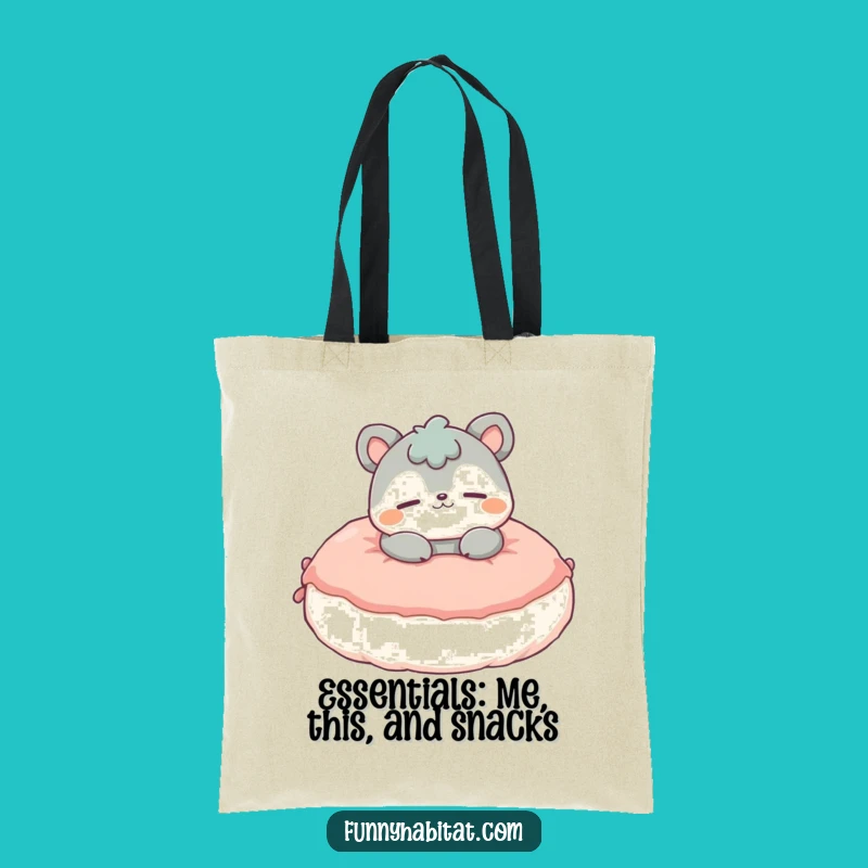 Funny Everyday Animal Tote: Contented Character Lounges on Cushion, Practical Funny Gift