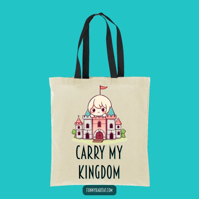 Funny Kawaii Builder Tote Bag: Playful Castle Accessory, Perfect Gift
